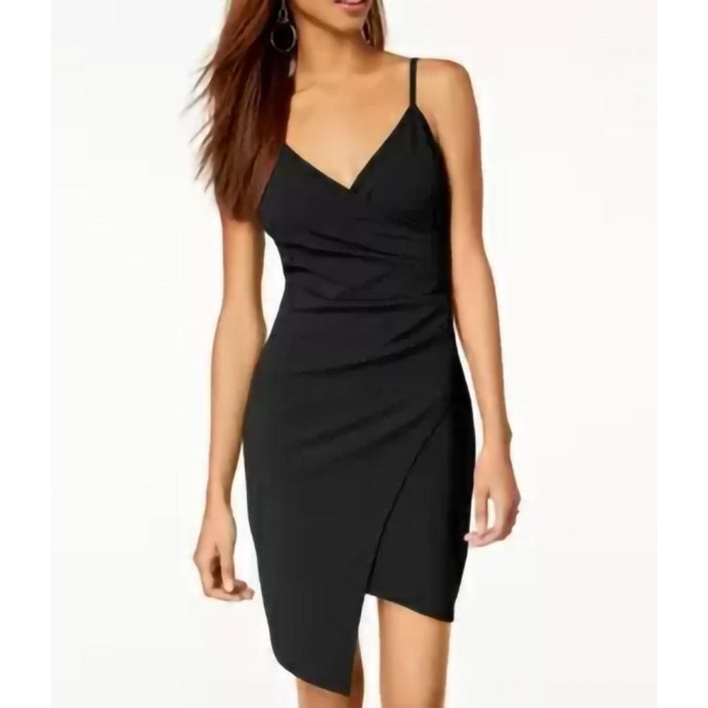 Crave Fame By Almost Famous Womens Black Rose Faux-wrap Tank Dress Juniors S